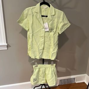 Roller Rabbit Monkey embroidered green pajama set